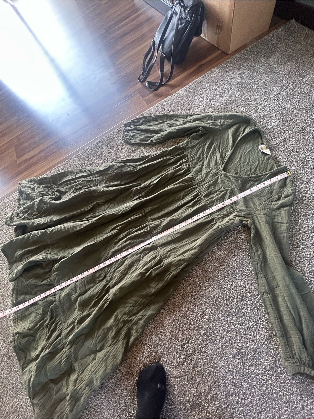 [Universal Thread] Olive Green Gauze Midi Dress Tiered - Picture 7 of 9